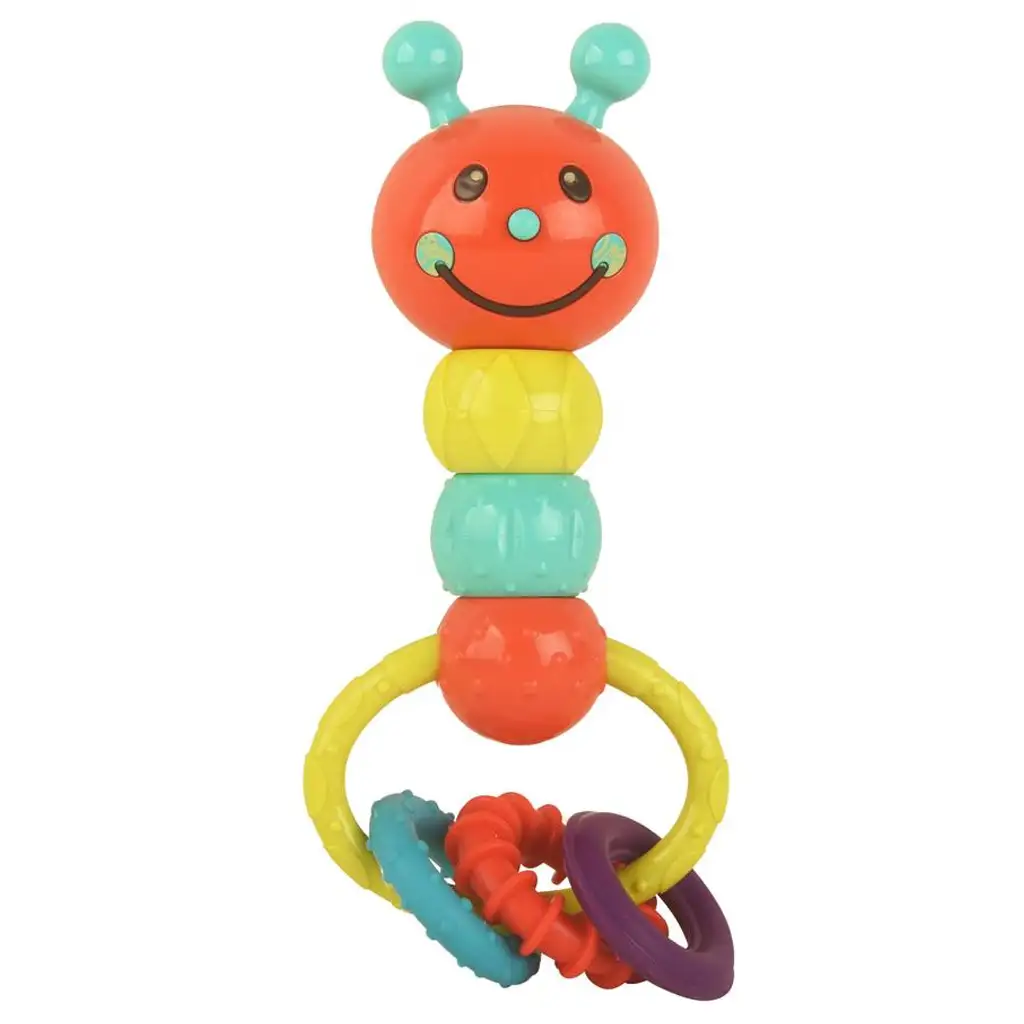 Hernyó alakú színes bébicsörgő és rágóka 18cm kép 2