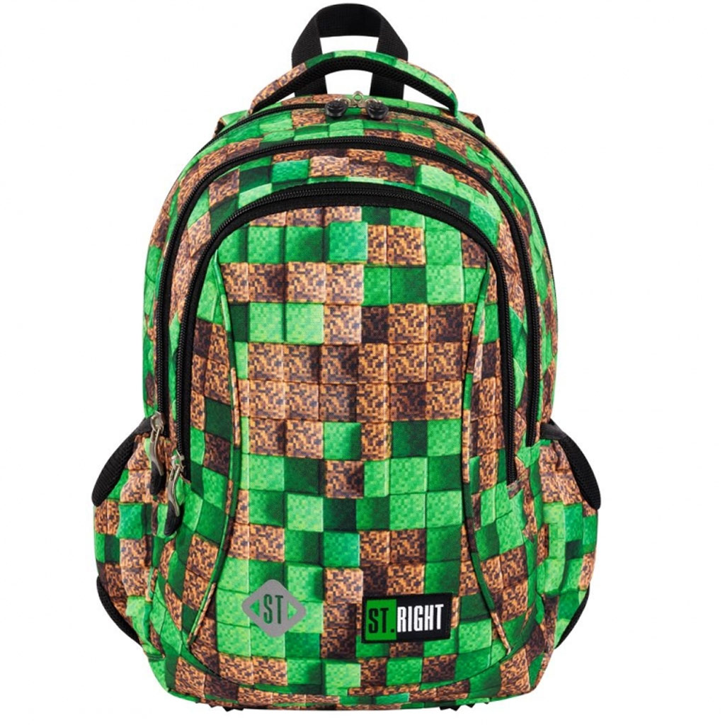 St.Right Pixel Cubes háromrekeszes ergonomikus iskolatáska, hátizsák BP26 39x27x17cm kép 1