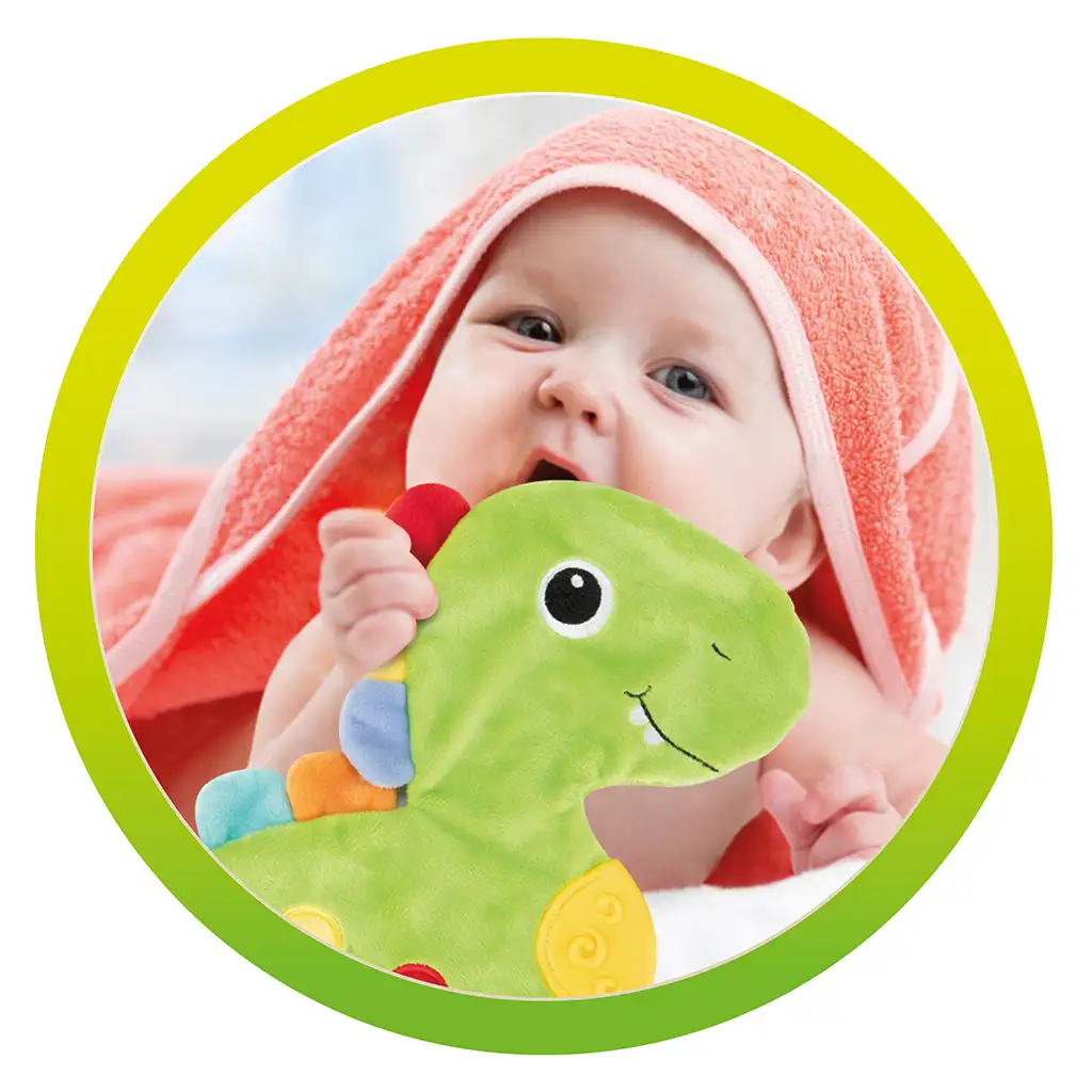 Little Stars: Hryzátko s dinosaurami, hrkálková šatka kép 4