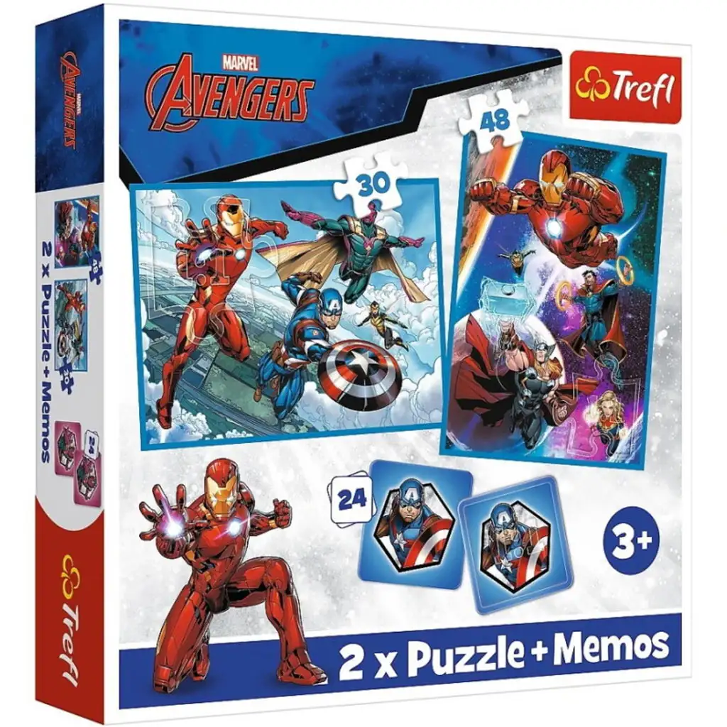 Marvel: Avengers puzzle a pamäťová karta 2 v 1 sada - Trefl kép 1