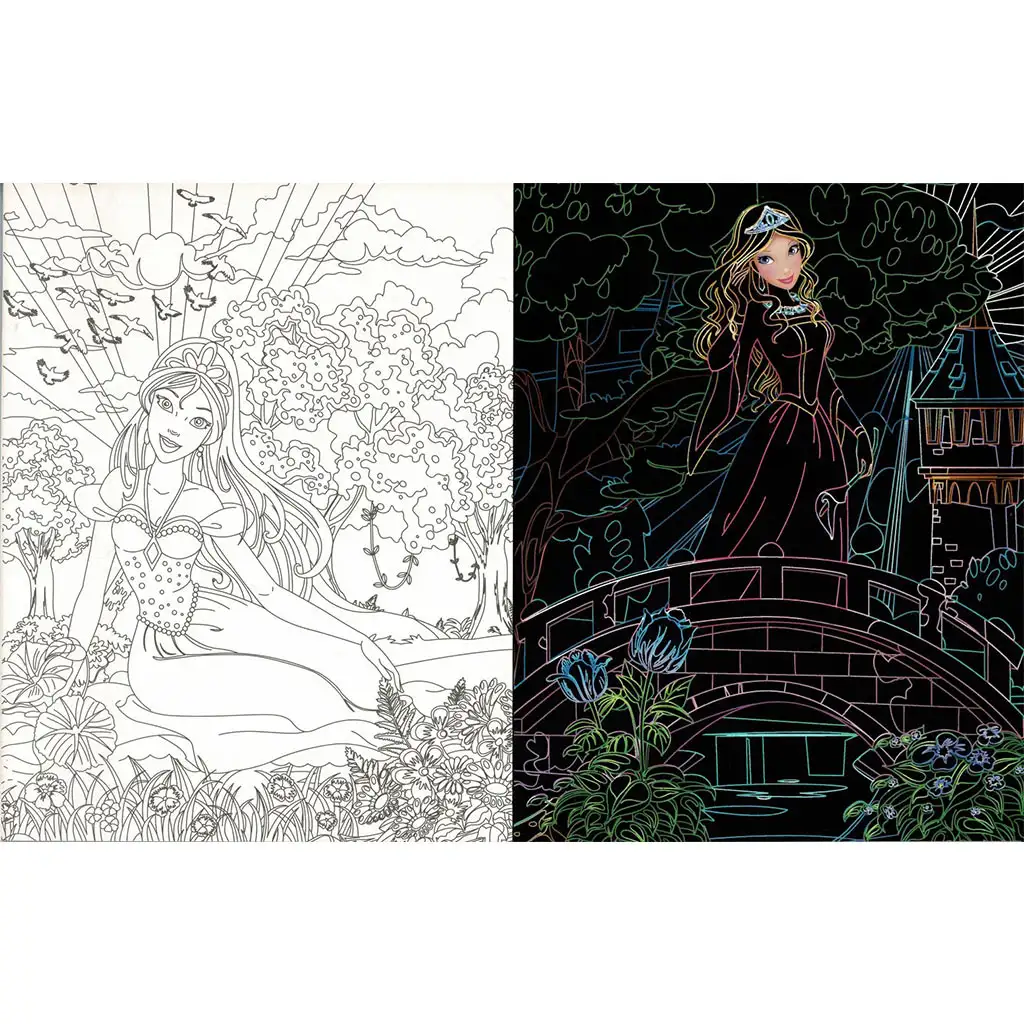 Skryté princezné - Omaľovánka so stieracími a vyfarbovacími stránkami kép 2