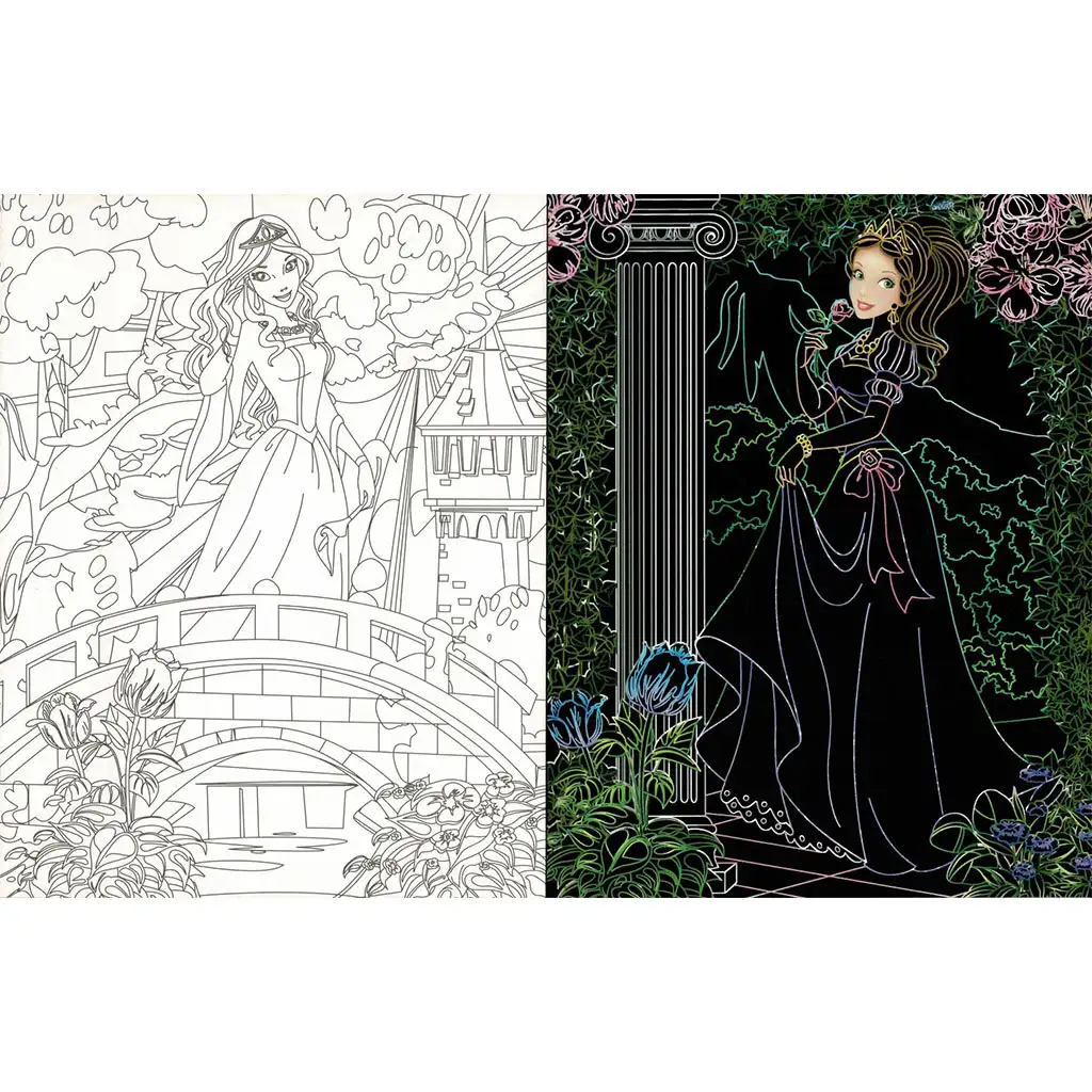 Skryté princezné - Omaľovánka so stieracími a vyfarbovacími stránkami kép 3