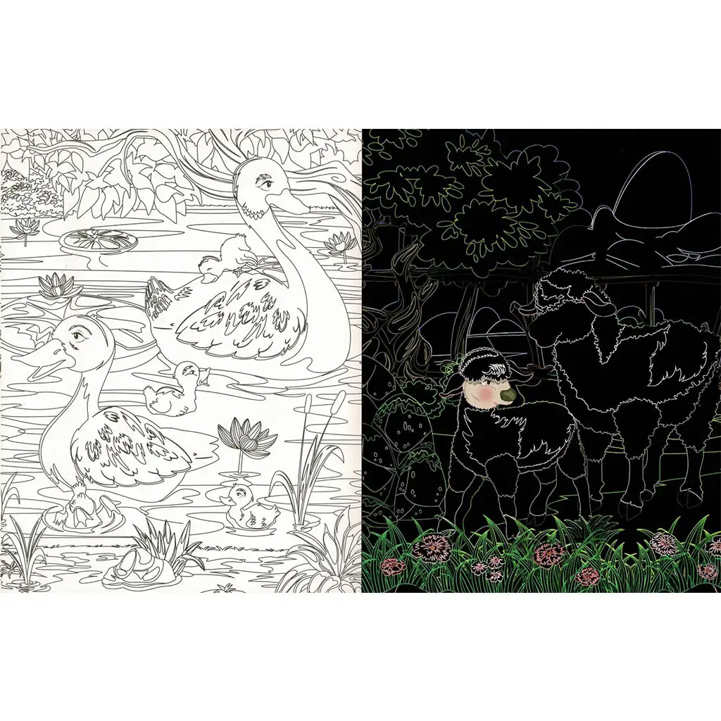 Skryté farmárske zvieratá - Omaľovánka so škrabacími a vyfarbovacími stranami kép 3