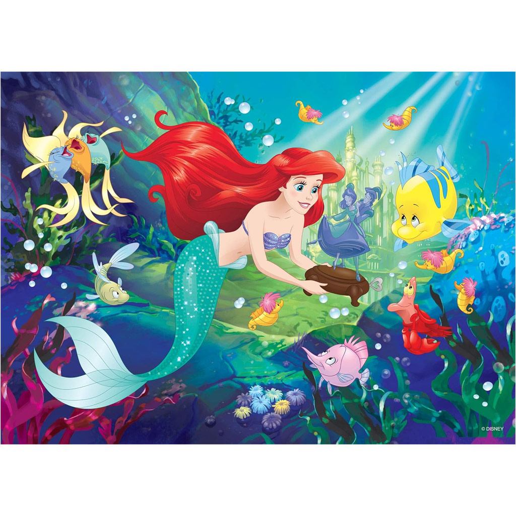 Ariel, malá morská víla 2 v 1, 60-dielne puzzle a omaľovánka 50x35cm - Lisciani kép 3