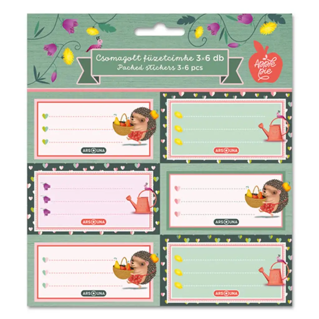 Ars Una: Balíček etikiet na zošity s motívom Apple Pie, 3x6 ks