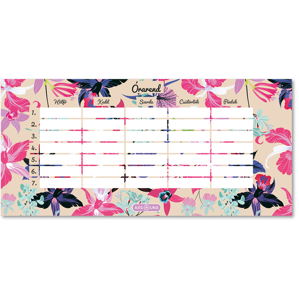 Ars Una: Beach Flowers jednostranný, obojstranný rozvrh hodín