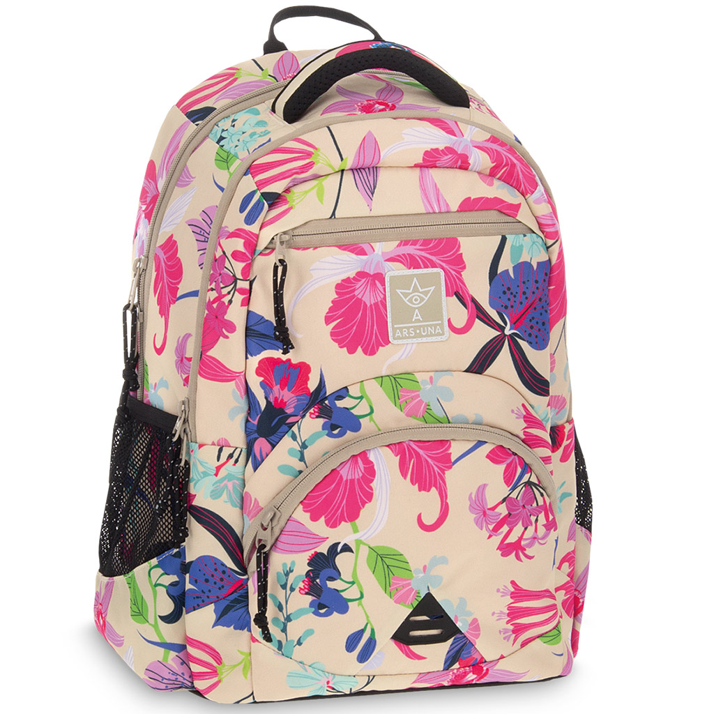 Ars Una: Beach flowers kvetinový ergonomický školský batoh, ruksak 33x45x24 cm