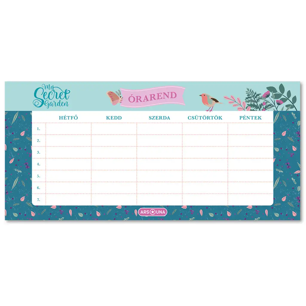 Ars Una: My Secret Garden obojstranný rozvrh hodín