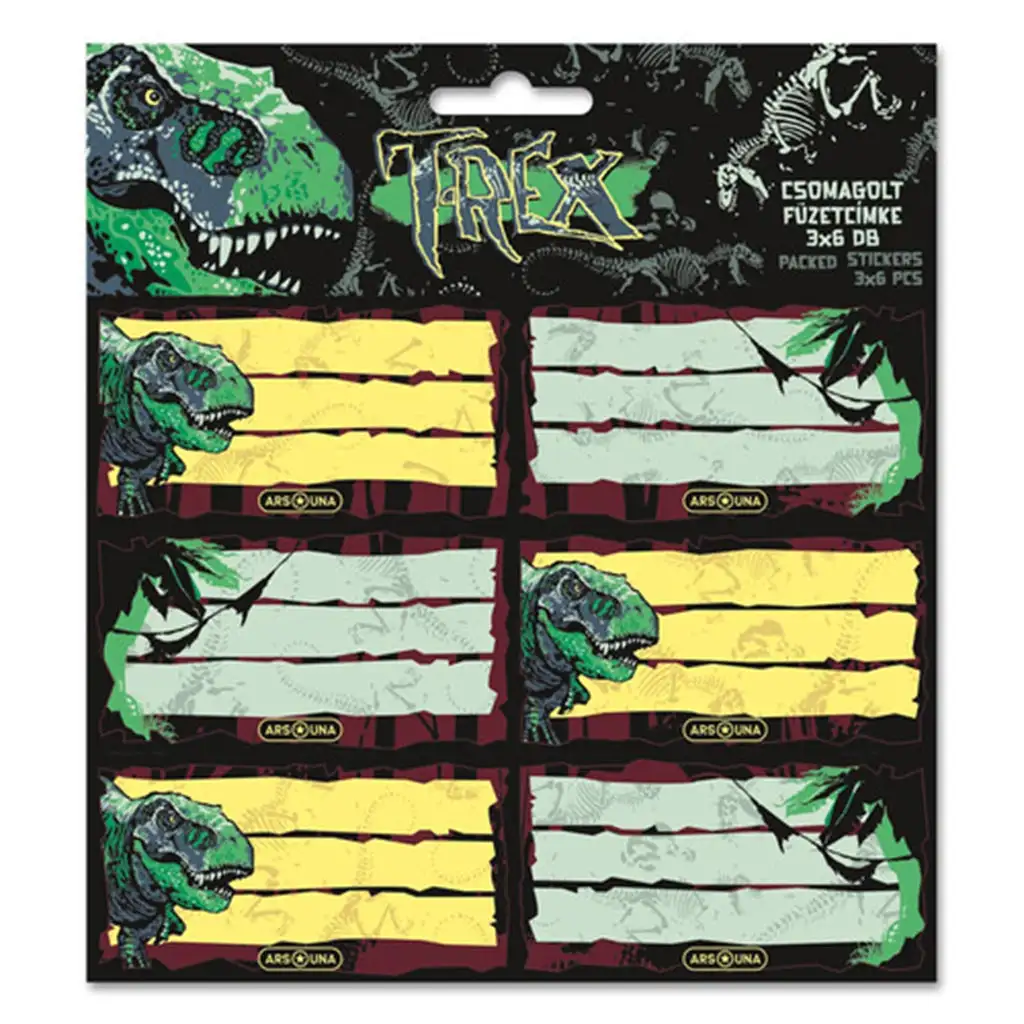 Ars Una: T-Rex balené zošitové etikety 3x6ks