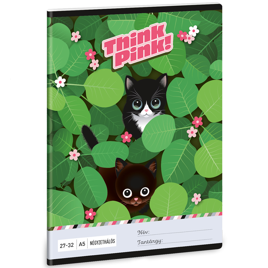 Ars Una: Think Pink mačací károvaný zošit A/5 27-32