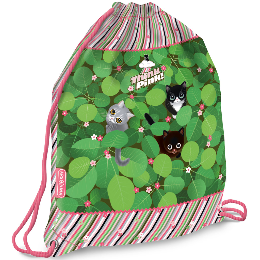 Ars Una: Think Pink mačací vak na prezúvky, športový vak 32x42 cm