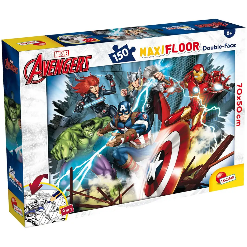 Avengers 2 v 1 150-dielne maxi puzzle a omaľovánka 70x50 cm - Lisciani