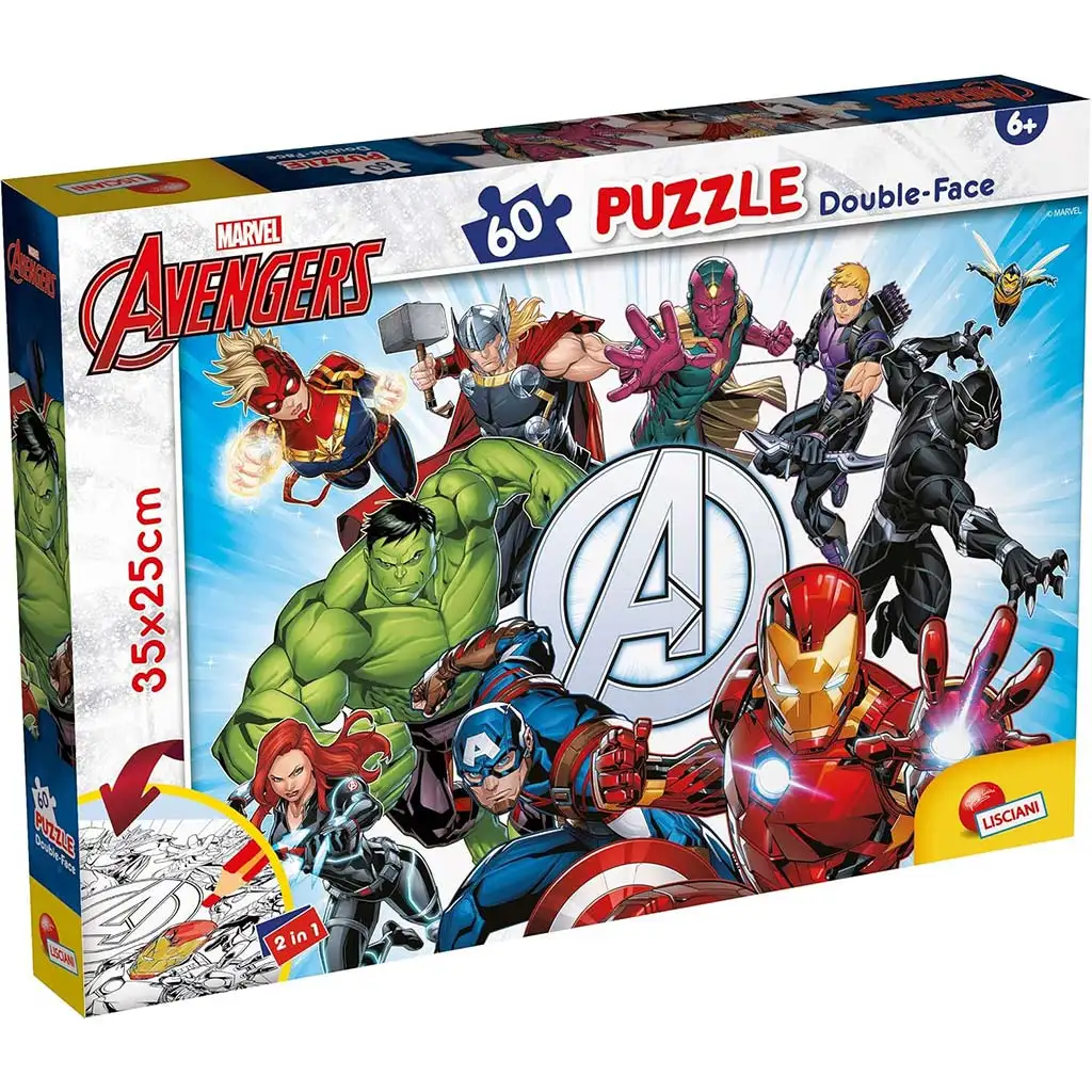 Avengers 2 v 1 60-dielne puzzle a omaľovánka 35x25 cm - Lisciani