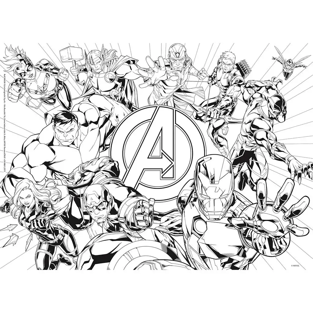 Avengers 2 v 1 60-dielne puzzle a omaľovánka 35x25 cm - Lisciani kép 2