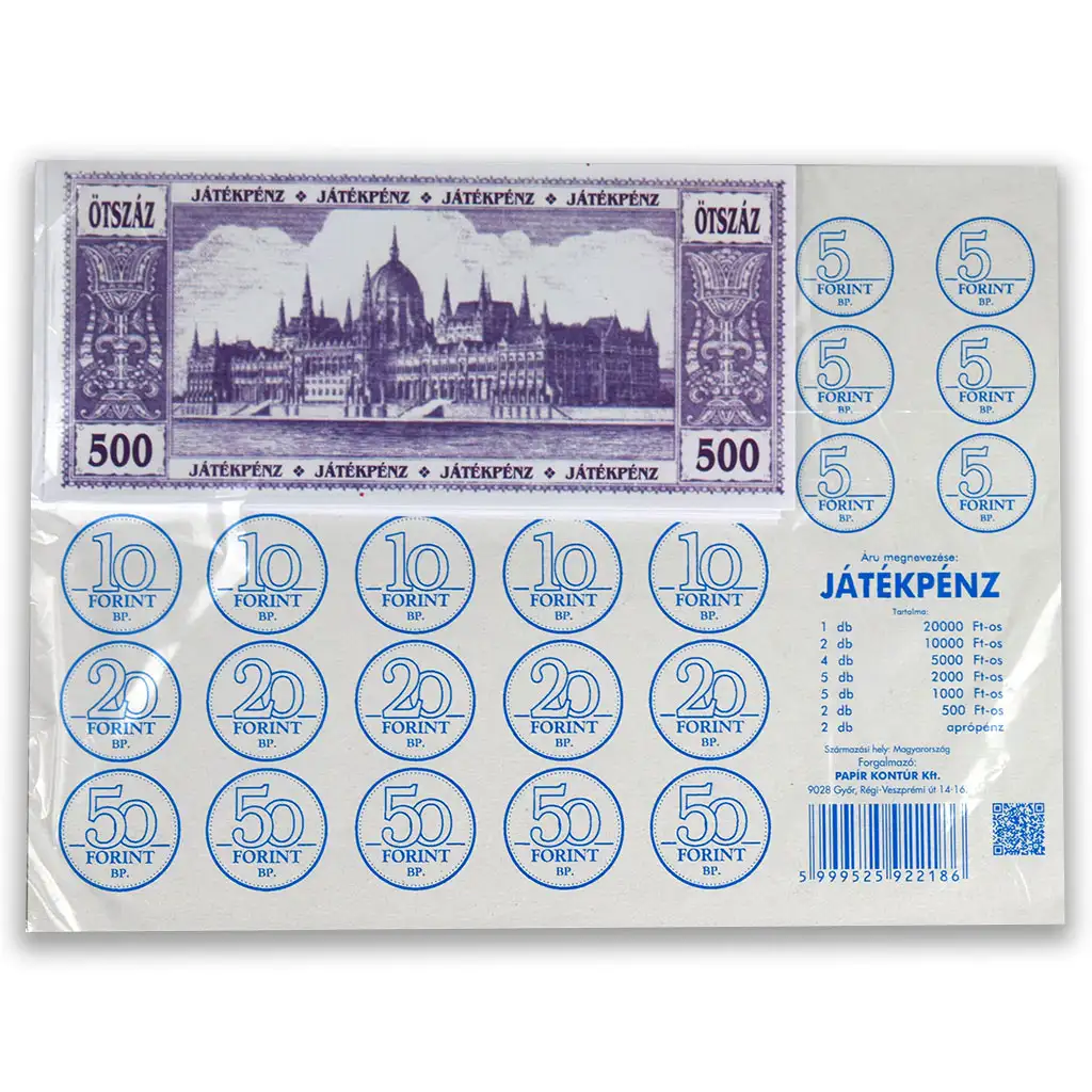 Balíček hracích peňazí s papierovými a vystrihovacími mincami kép 1