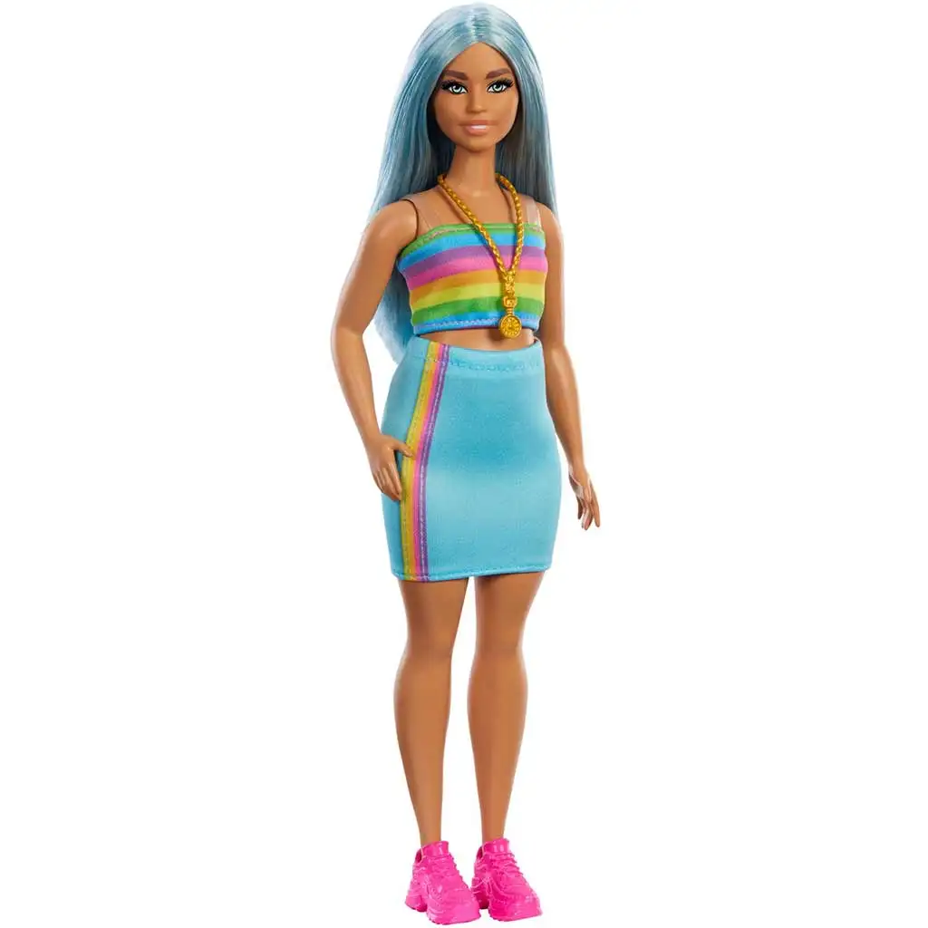 Barbie: Fashionista štýl bábika v farebne pruhovaných šatách - Mattel kép 4