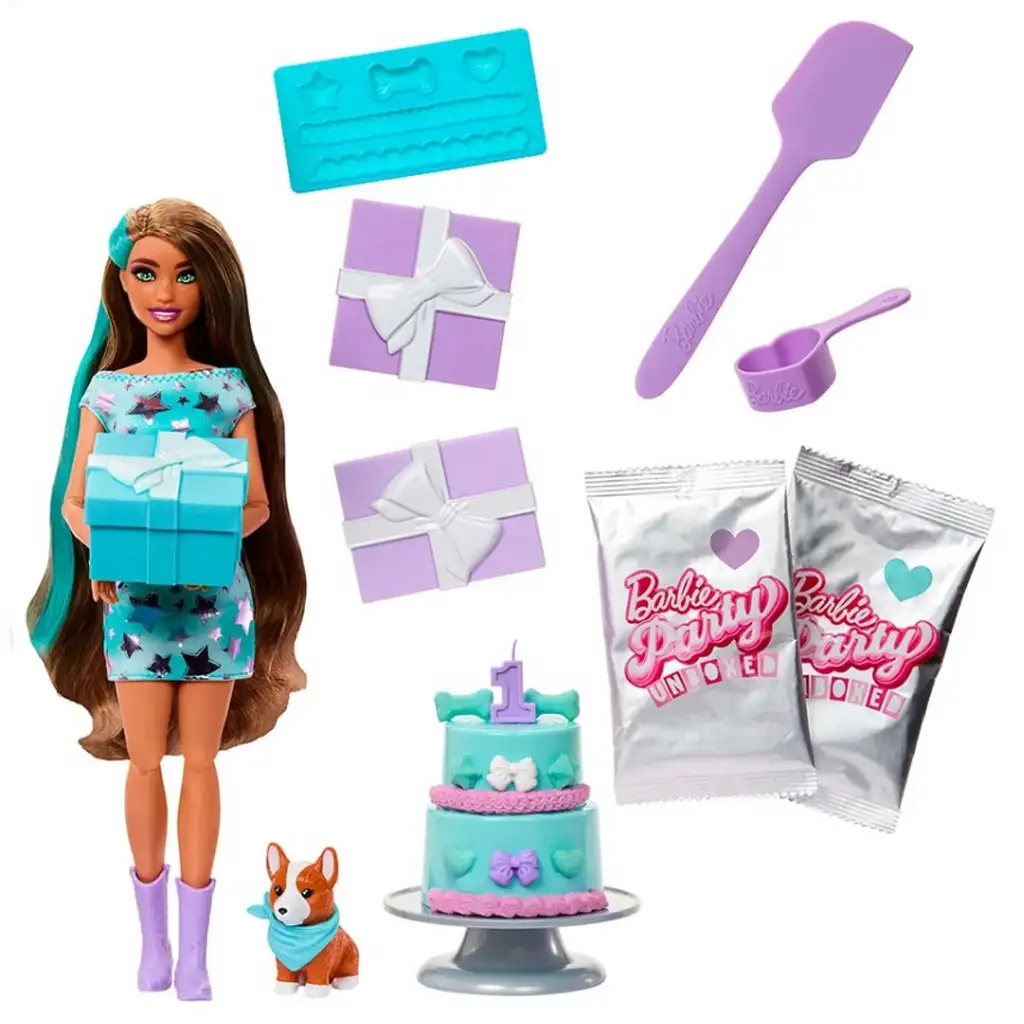 Barbie: Party Reveal prekvapivá bábika s Corgi psíkom - Mattel kép 2