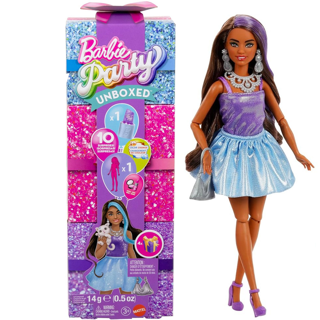 Barbie: Party Reveal prekvapivá bábika s hnedými vlasmi - Mattel