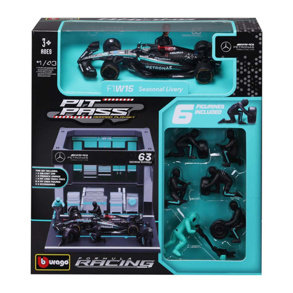 Bburago: F1 pretekárske auto 1/43 - MB AMG W15 E Performance boxová ulička kép 1