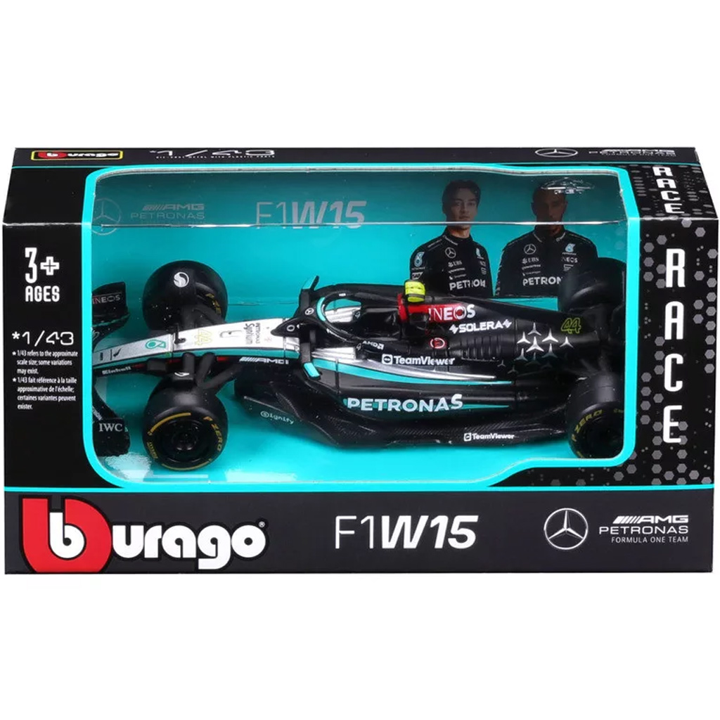 Bburago: Mercedes‑AMG F1 W15 Performance F1 pretekárske auto, kovový model auta v mierke 1:43 (Lewis Hamilton #44)