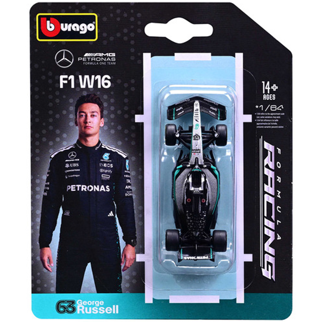 Bburago: Mercedes-AMG Petronas F1 W16 Hamilton F1 (2025/) pretekárske auto kovový model auta 1/64 (Lewis Hamilton #44)