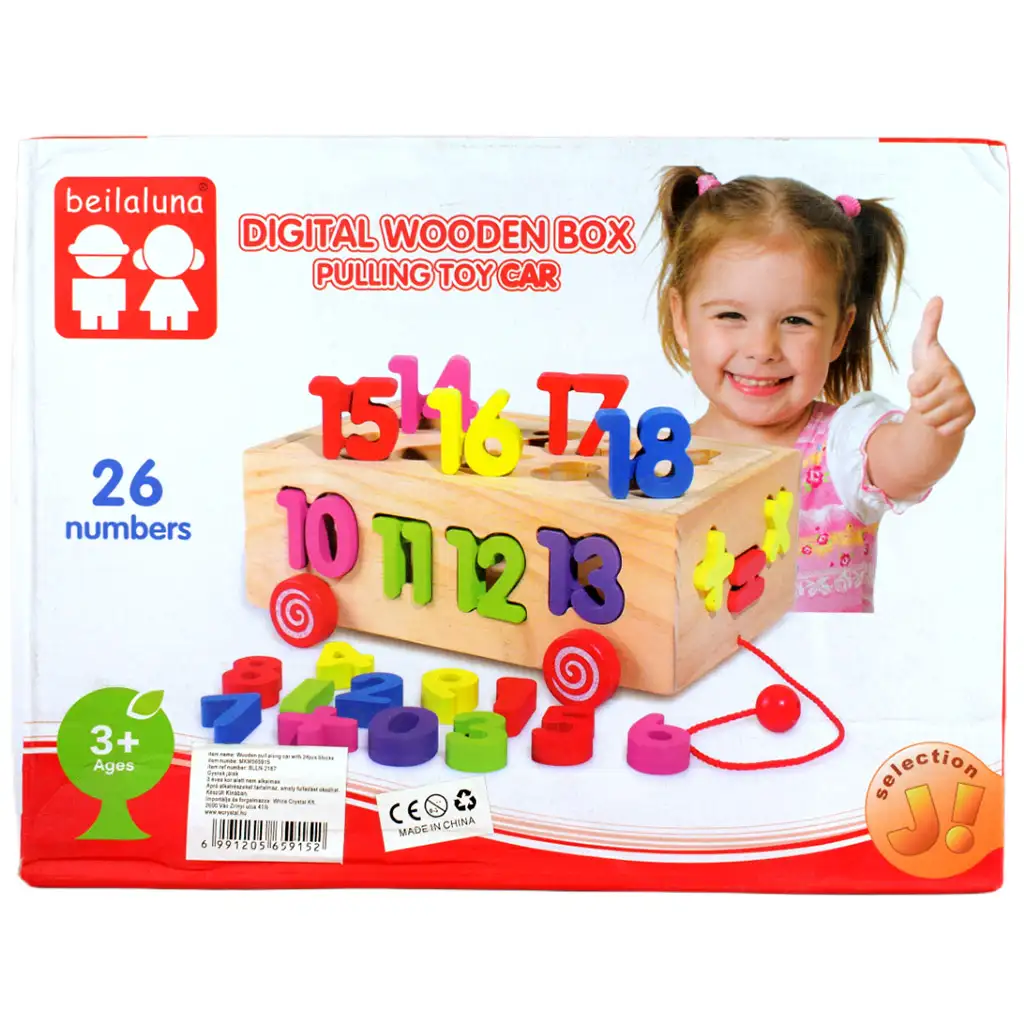 Beilaluna: Drevený tvarový sorter s číslami na ťahanie kép 7