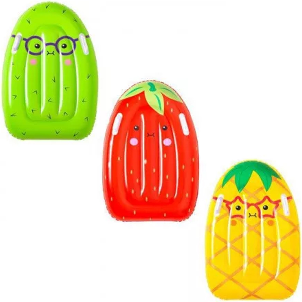 Bestway: Nafukovací plávacia doska v tvare surfu s ovocným motívom, rôzne varianty, 84 cm