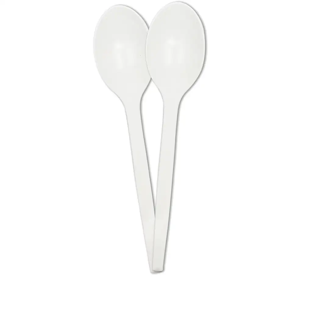 Biela recyklovateľná lyžica, sada 10 ks