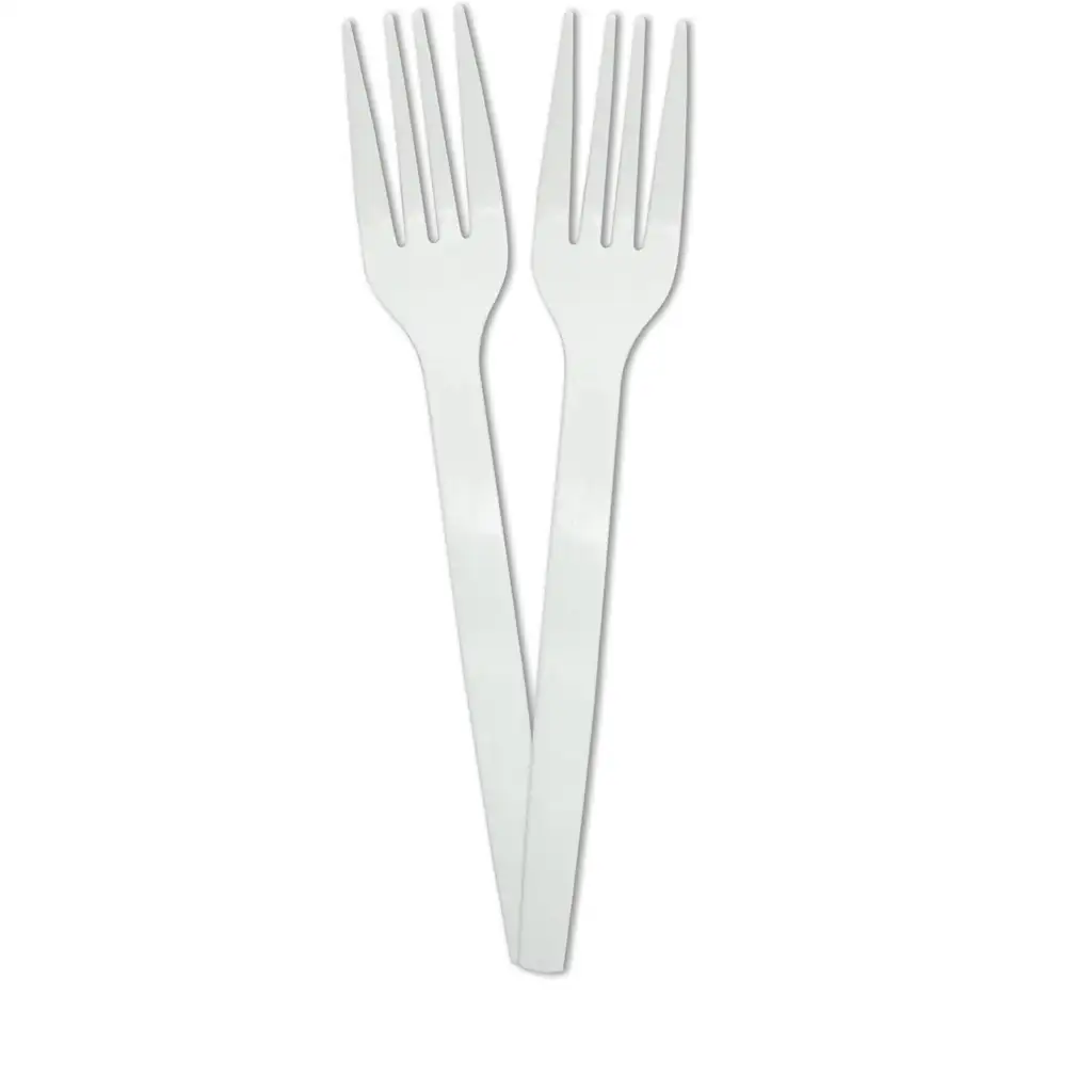 Biela recyklovateľná vidlička, sada 10 ks