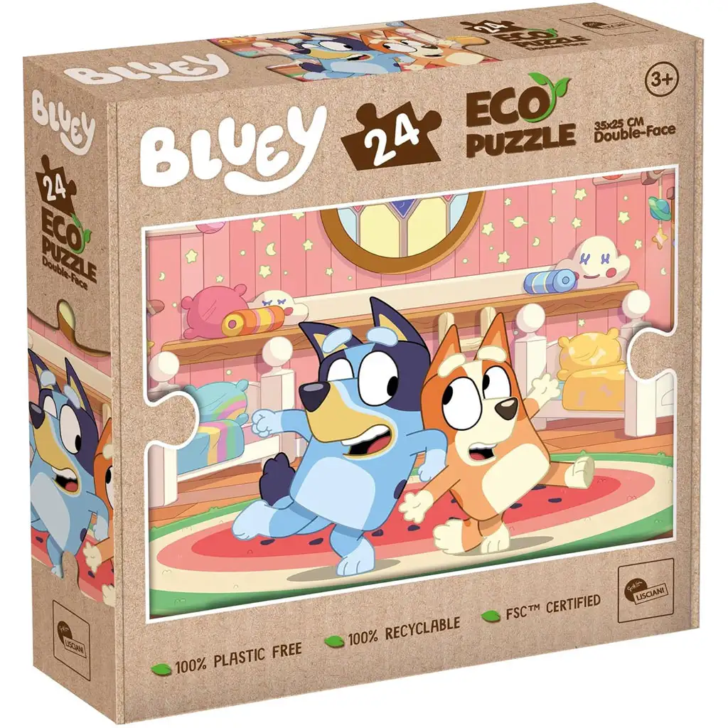 Bluey 2 v 1 24-dielne Eco mini puzzle a omaľovánka 35x25 cm - Lisciani