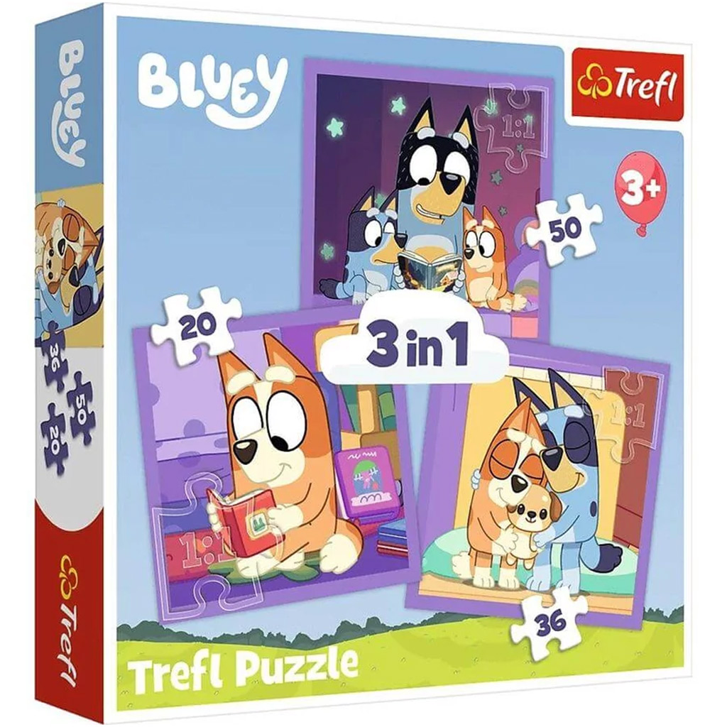 Bluey 3 v 1 20-36-50-dielne puzzle - Trefl