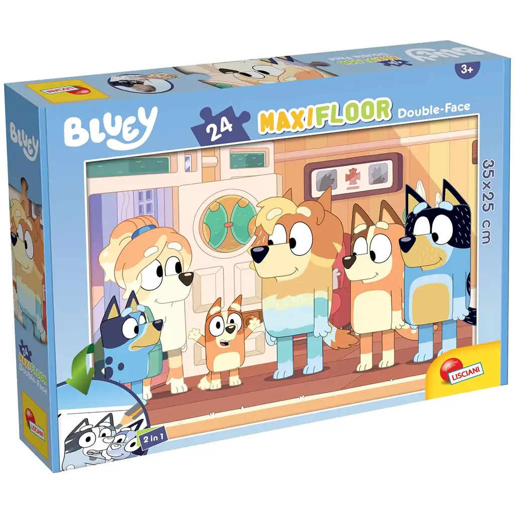 Bluey a priatelia 2 v 1 24-dielne maxi podlahové puzzle a omaľovánka 35x25 cm - Lisciani