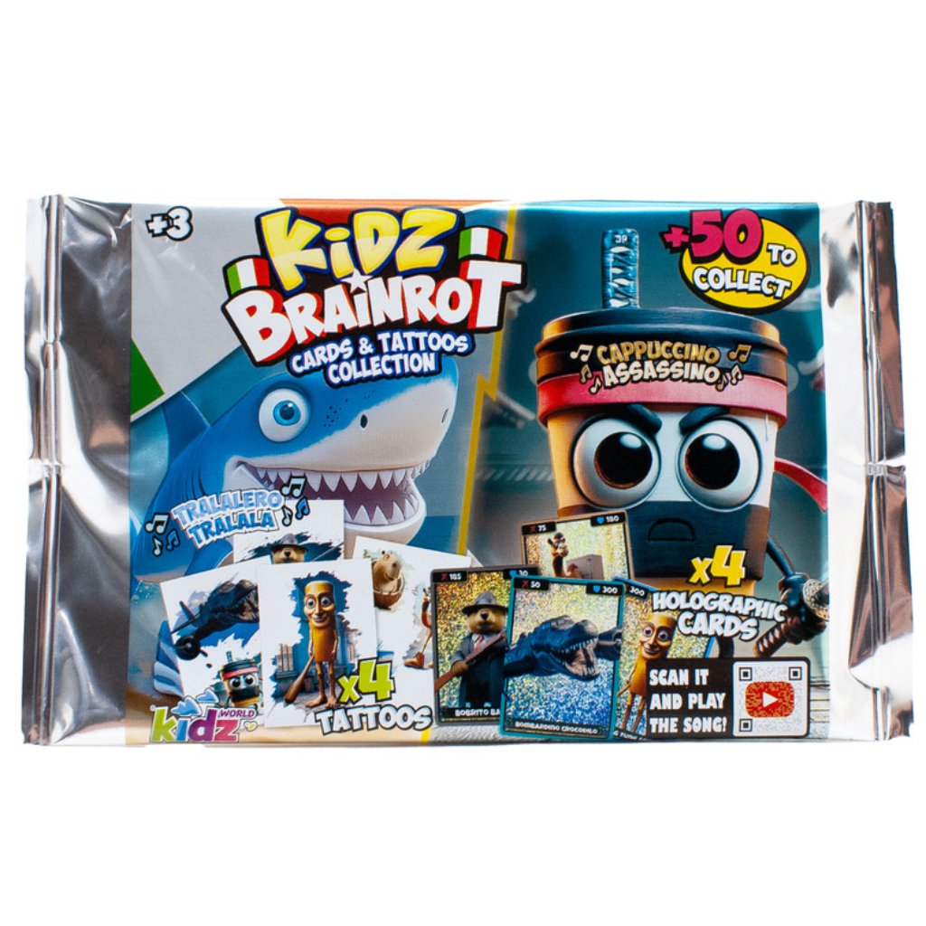 Brainrot holografické karty a tetovania