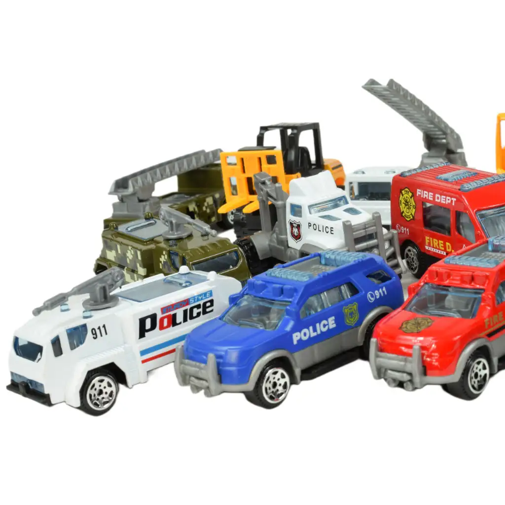 Car Model: Verejná služba 16ks záchranár, hasič, vojenský a pracovný stroj súprava vozidiel. kép 6