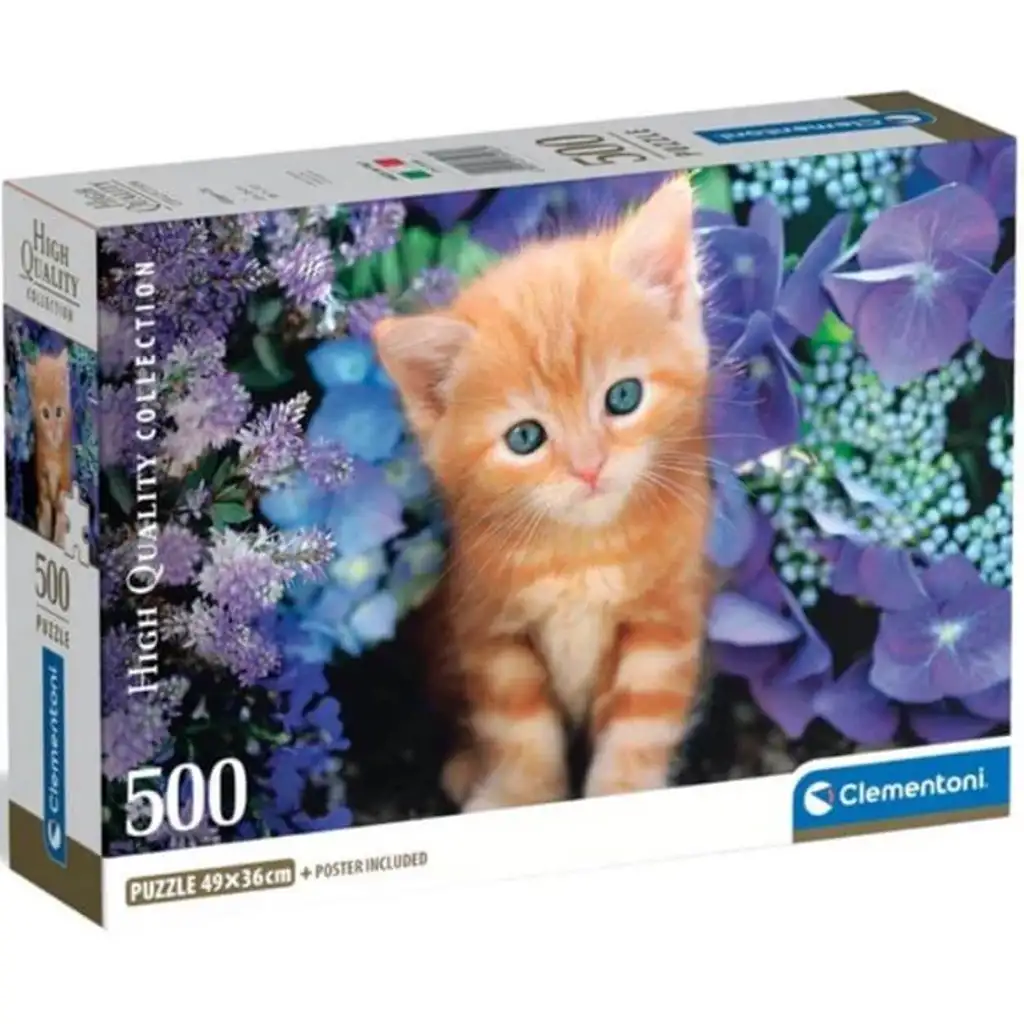 Červená mačka medzi kvetmi 500-dielna HQC kompaktná puzzle - Clementoni