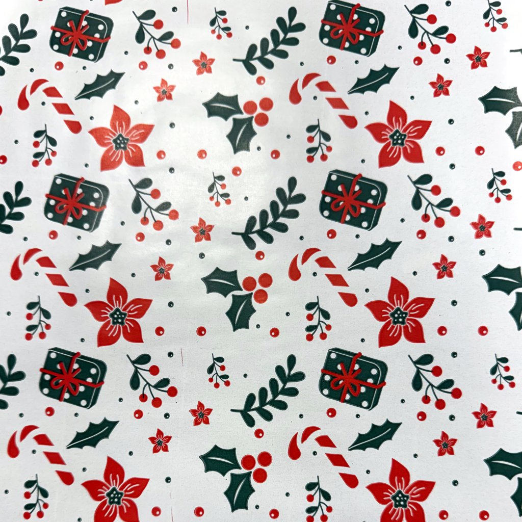 Červený baliaci papier s cukrovou paličkou 200x70 cm