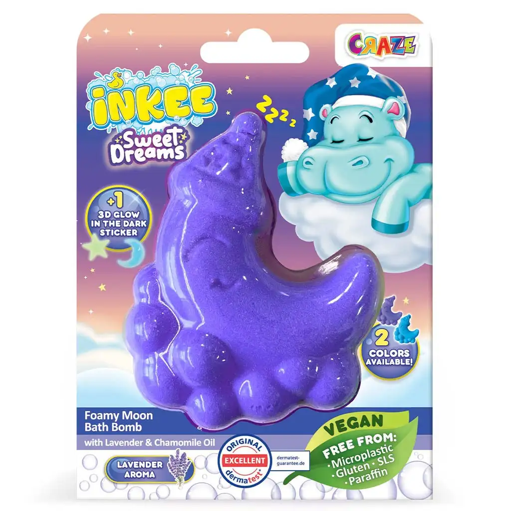 Craze Inkee: Vegán sladký sen penová bomba do kúpeľa v tvare mesiaca