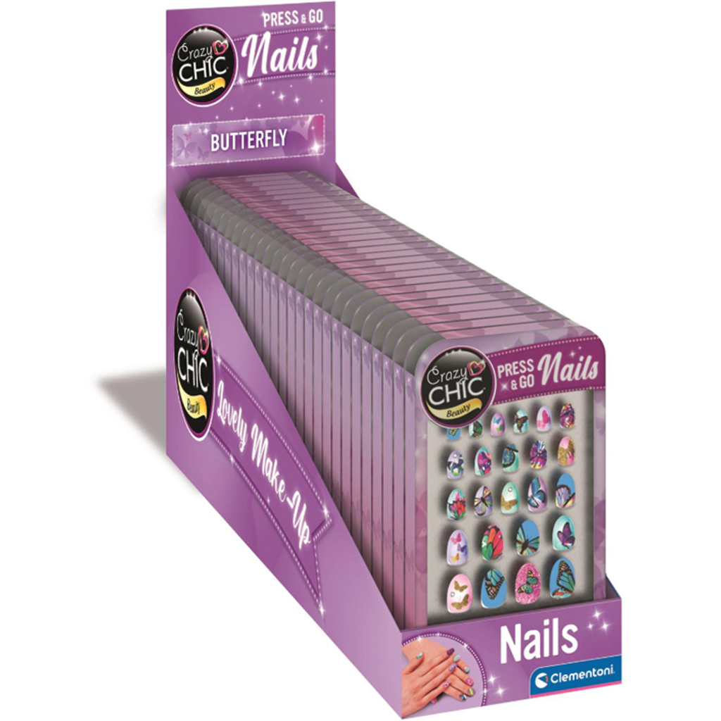 Crazy Chic: Samolepiaca súprava nechtov s motívom motýľa 1 ks - Clementoni
