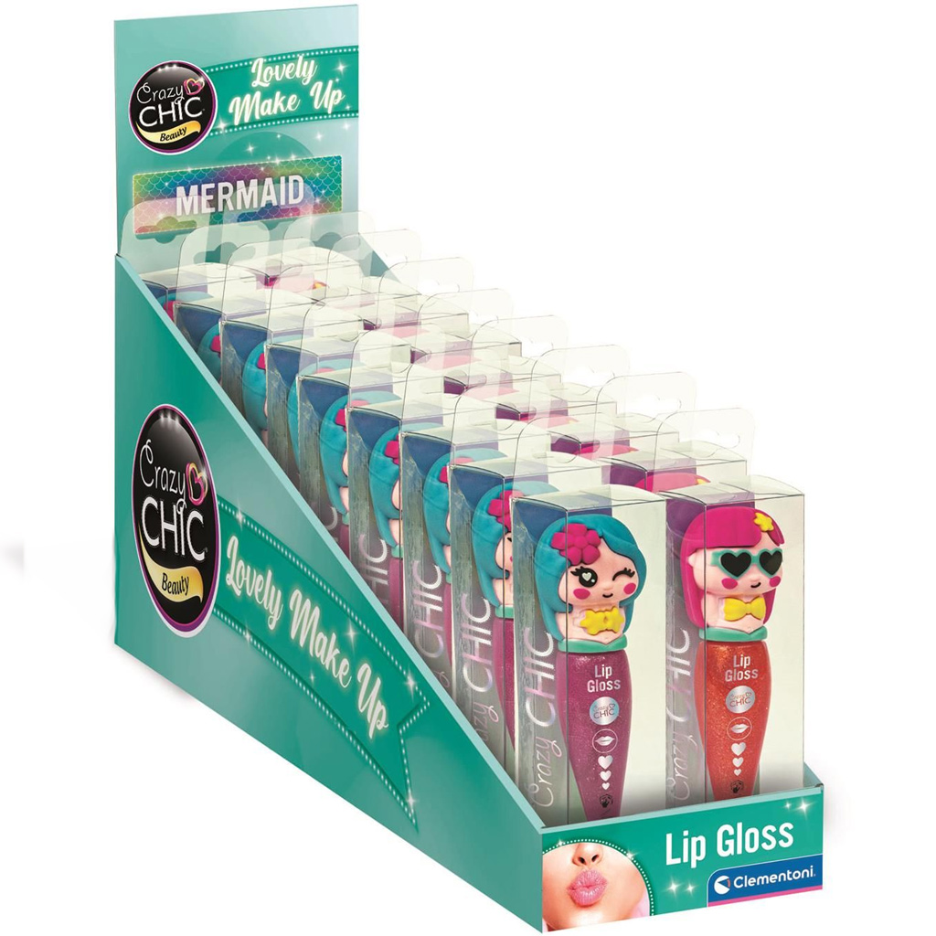 Crazy Chic: Trblietavý lesk na pery v púzdre v tvare morskej panny, v rôznych prevedeniach, 1 ks - Clementoni