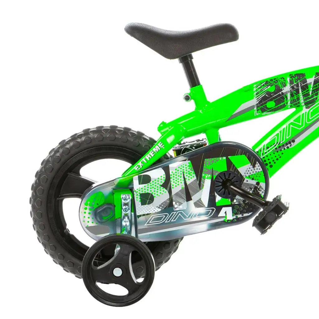 Detský bicykel BMX 12” s bočnými kolieskami v zelenej-čiernej farbe – bicykel Dino Bikes kép 4