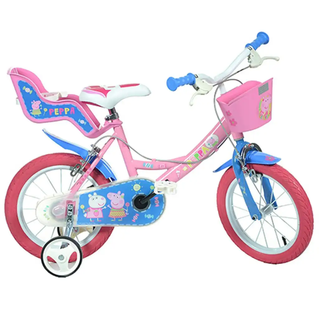 Detský ružový bicykel Peppa Pig vo veľkosti 14 – bicykel Dino Bikes