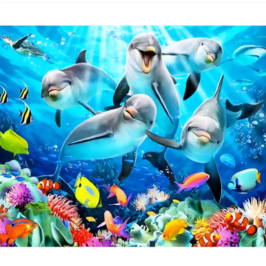 Diamantová mozaika: Sada na maľovanie diamantmi Delfíny 40x50 cm