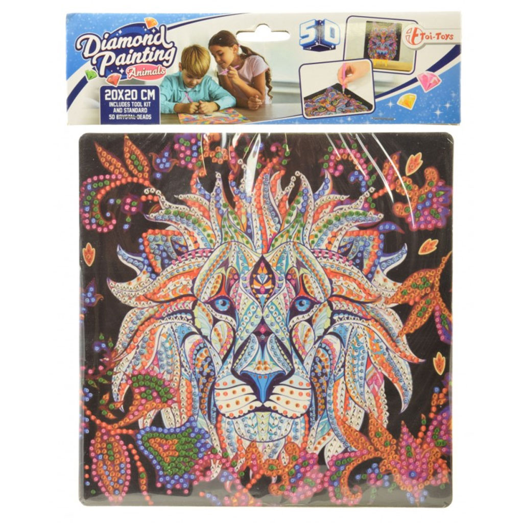 Diamantová mozaika: Sada na maľovanie diamantmi Lev 20x20 cm