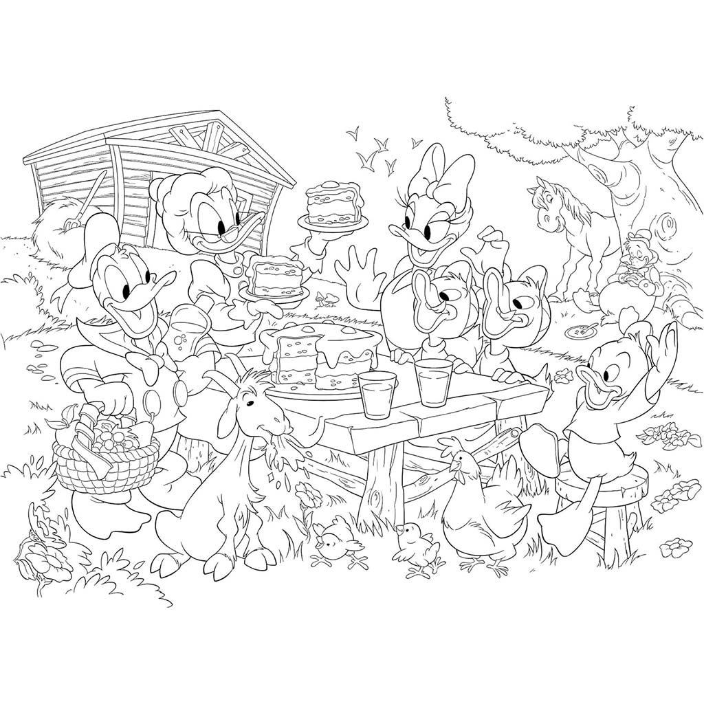 Disney Donald Duckova rodina 2 v 1 maxi 35-dielne puzzle a omaľovánka 70x50 cm – Lisciani kép 2