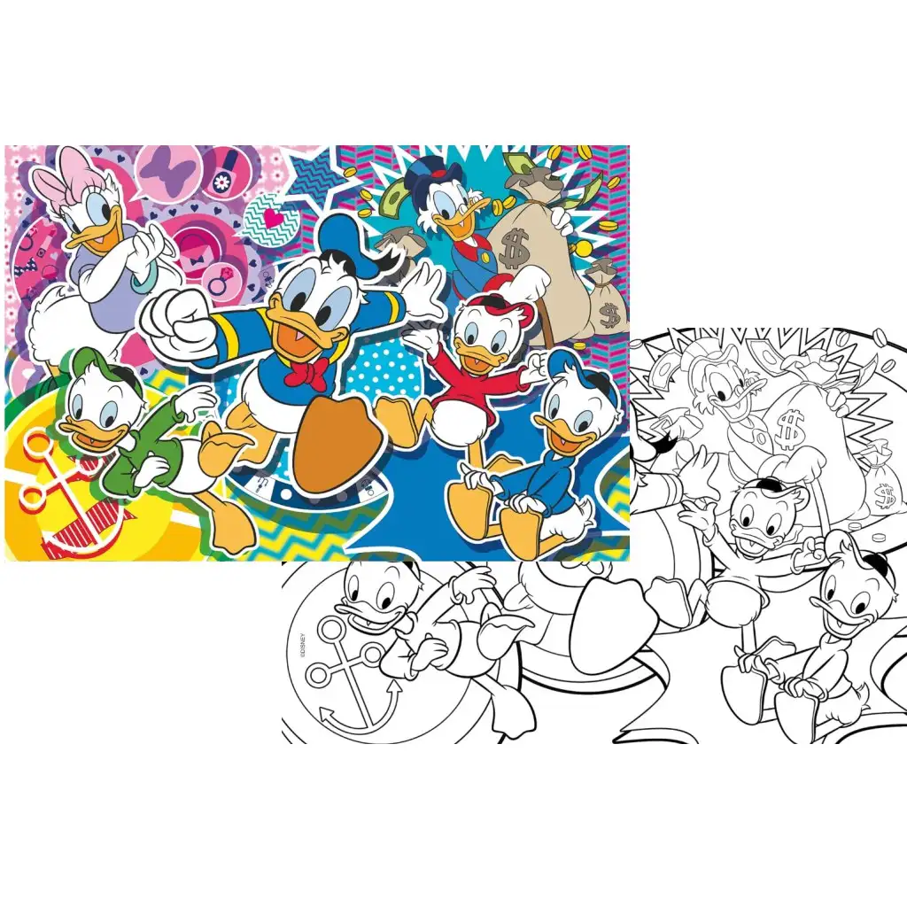 Disney Káčerovo 2 v 1, 108-dielne puzzle a omaľovánka 70x50 cm - Lisciani kép 2