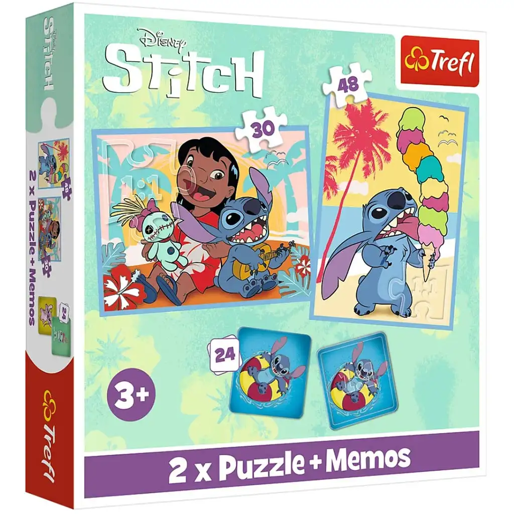 Disney Lilo & Stitch puzzle a pamäťové karty 2 v 1 sada - Trefl