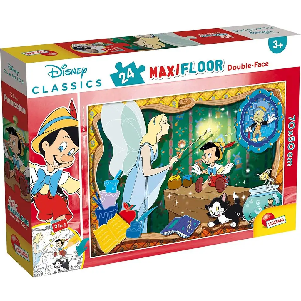 Disney Pinocchio 2 v 1 maxi 24-dielne puzzle a omaľovánka 70x50 cm – Lisciani