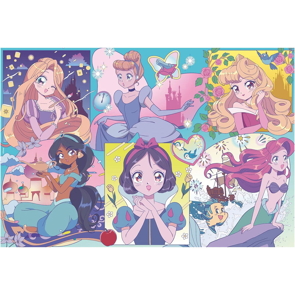 Disney Princezné – Mangová mágia 2 v 1, 250-dielne puzzle a omaľovánka 50x35 cm – Lisciani kép 3
