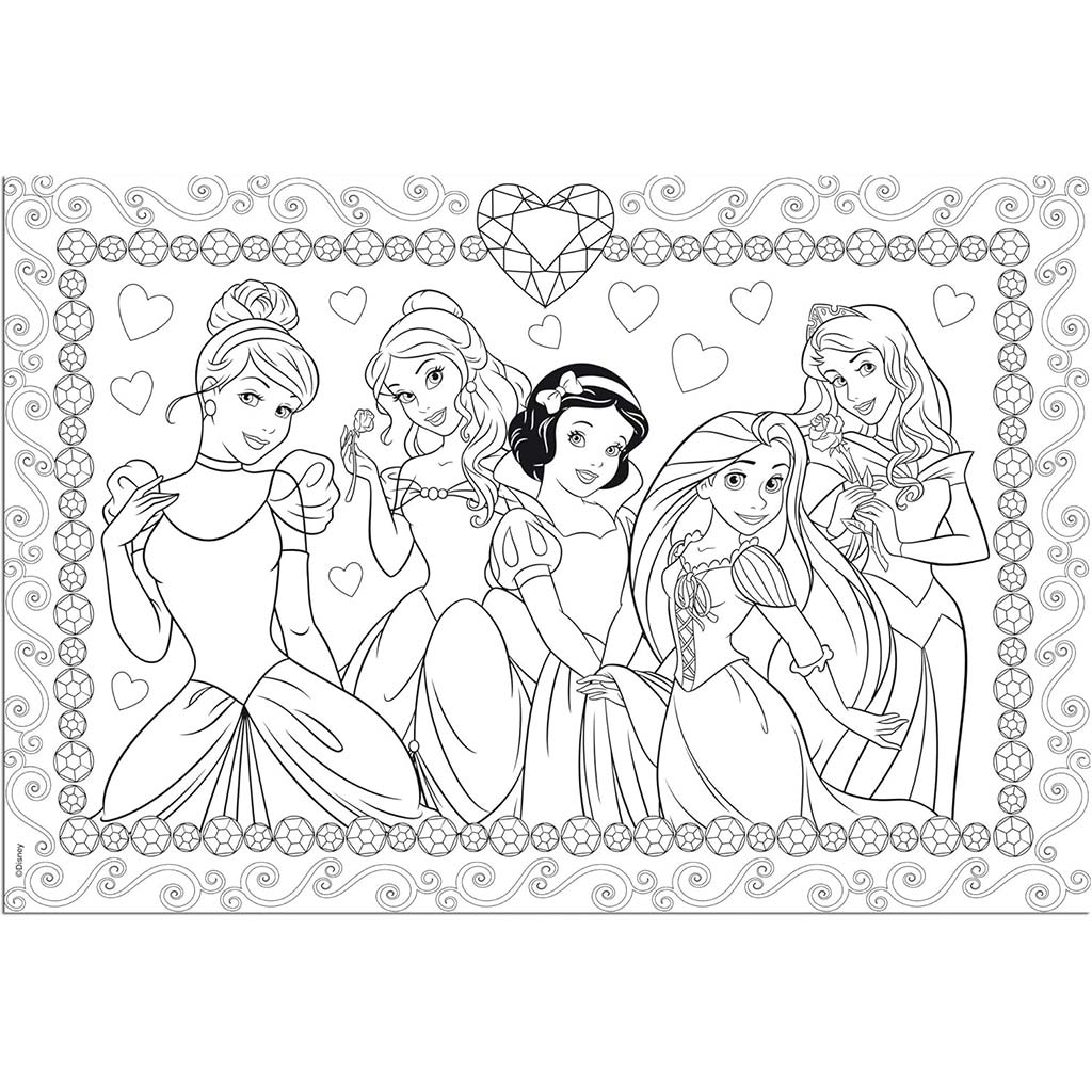 Disney Princezné 2 v 1, 108-dielne puzzle a omaľovánka 50x35 cm – Lisciani kép 2