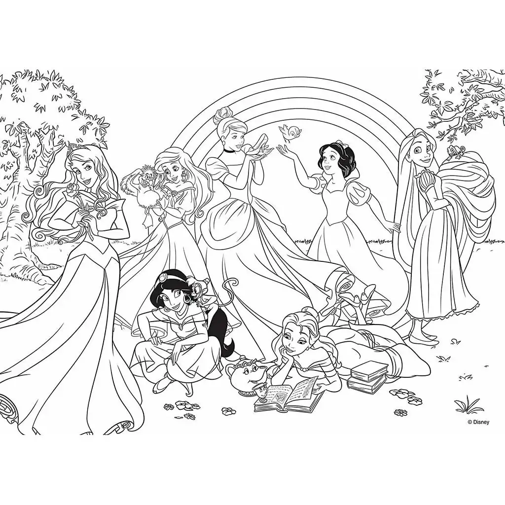 Disney Princezné 2 v 1 maxi puzzle s 24 dielikmi a omaľovánka 70x50 cm - Lisciani kép 2